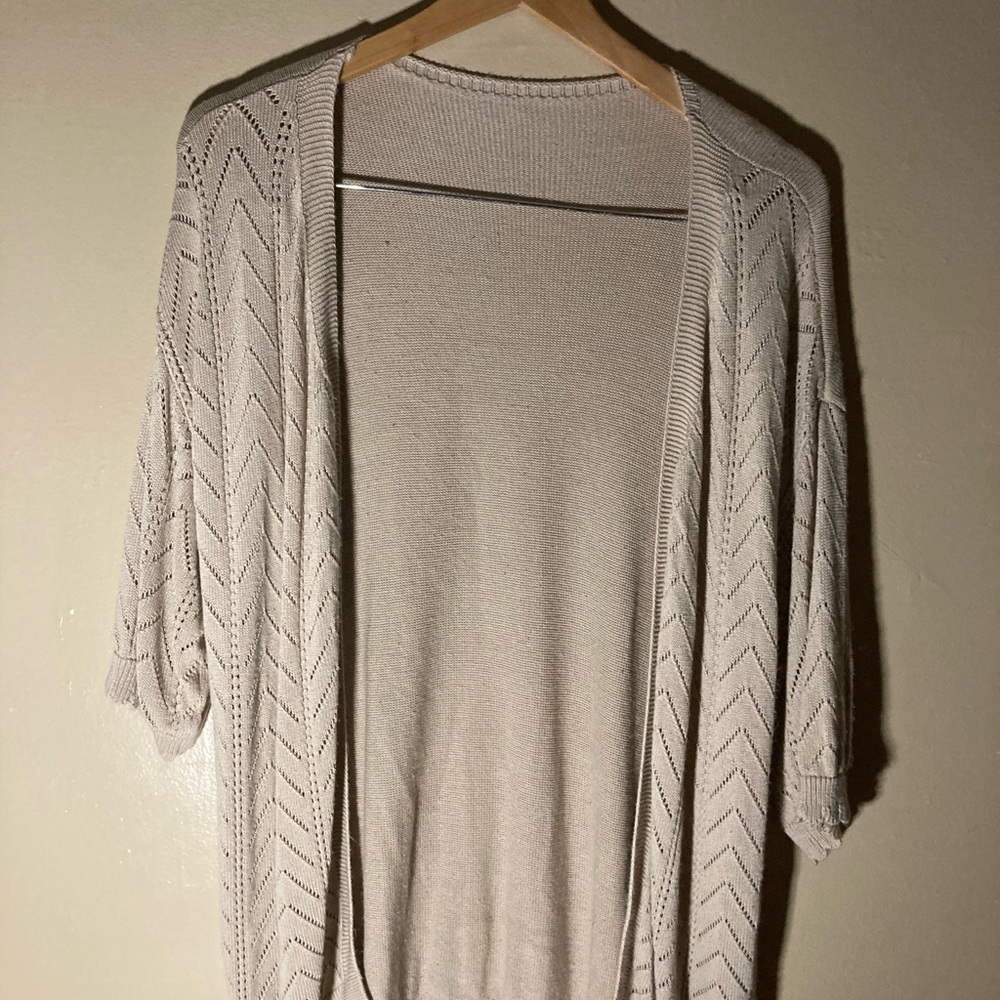 SHEIN Cream Chevron Knit Cardigan